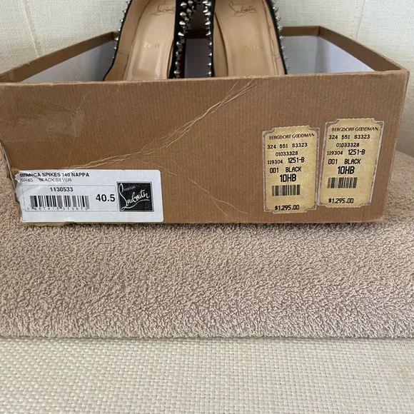 CHRISTIAN LOUBOUTIN BIANCA SHOES BLACK-SILVER SIZE 40.5 - Picture 5 of 11